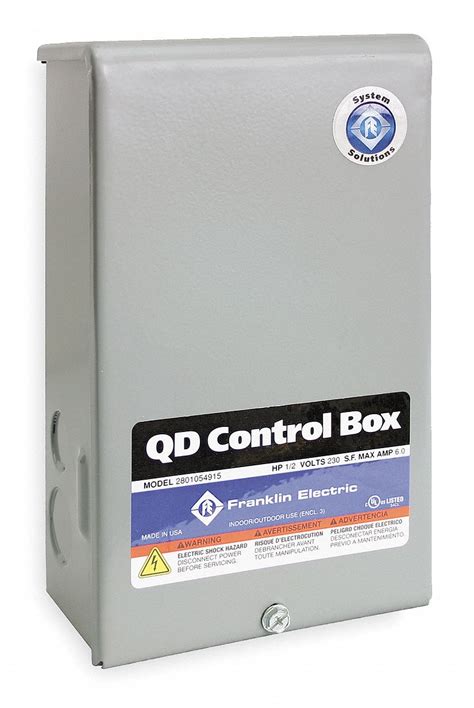 grainger franklin electric control box 2801074915|Franklin Electric 230 V 3/4 hp Quick Disconnect Control Box.